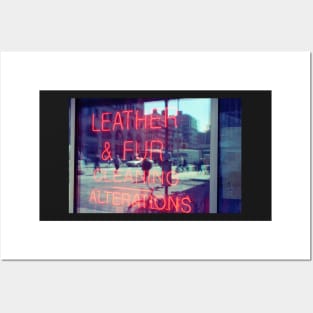 Dry cleaning neon sign, store window in NYC Posters and Art